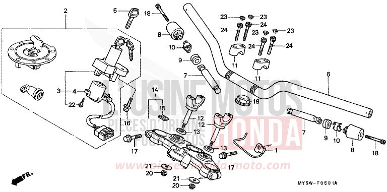 ROHRGRIFF/OBERE BRUECKE (2) von CB1300 Super Bold'or ABS RADIANT RED METALLIC (R218) von 1998